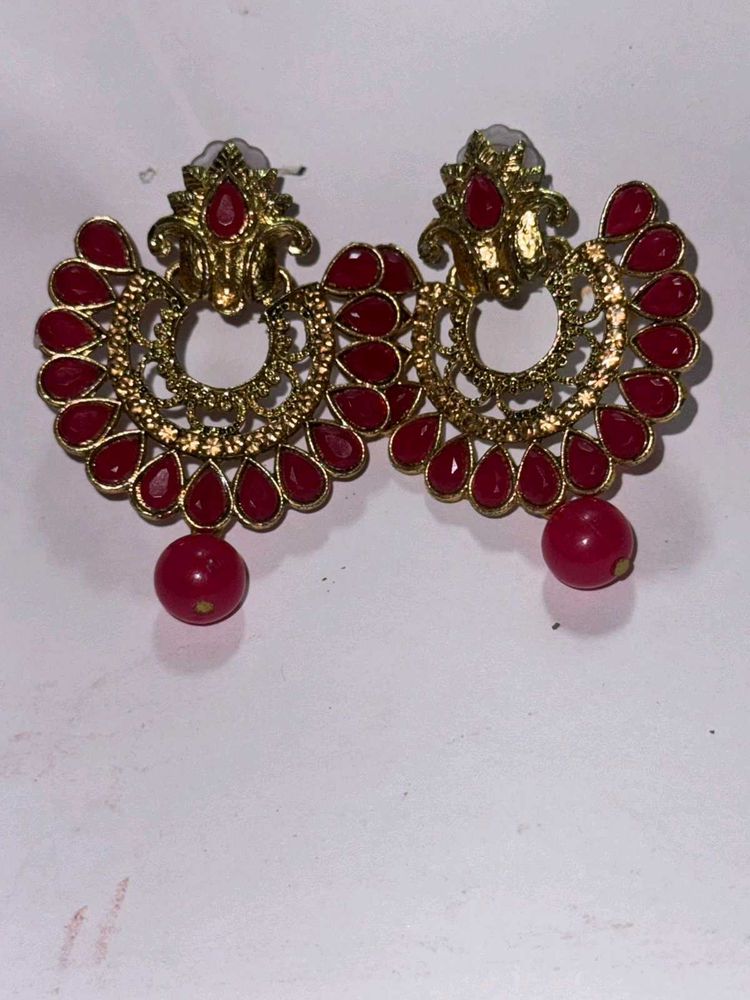 Red &amp; Gold Earrings