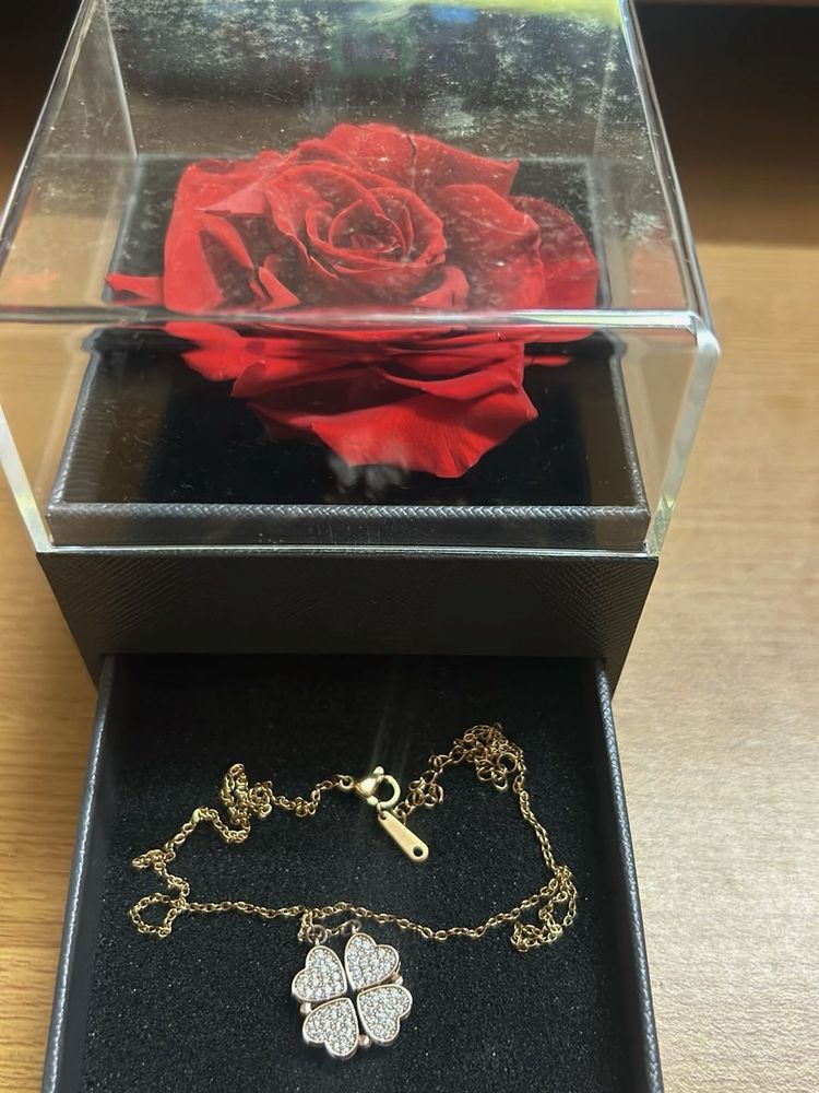 Forever Rose &amp; Four-Leaf Clover Necklace