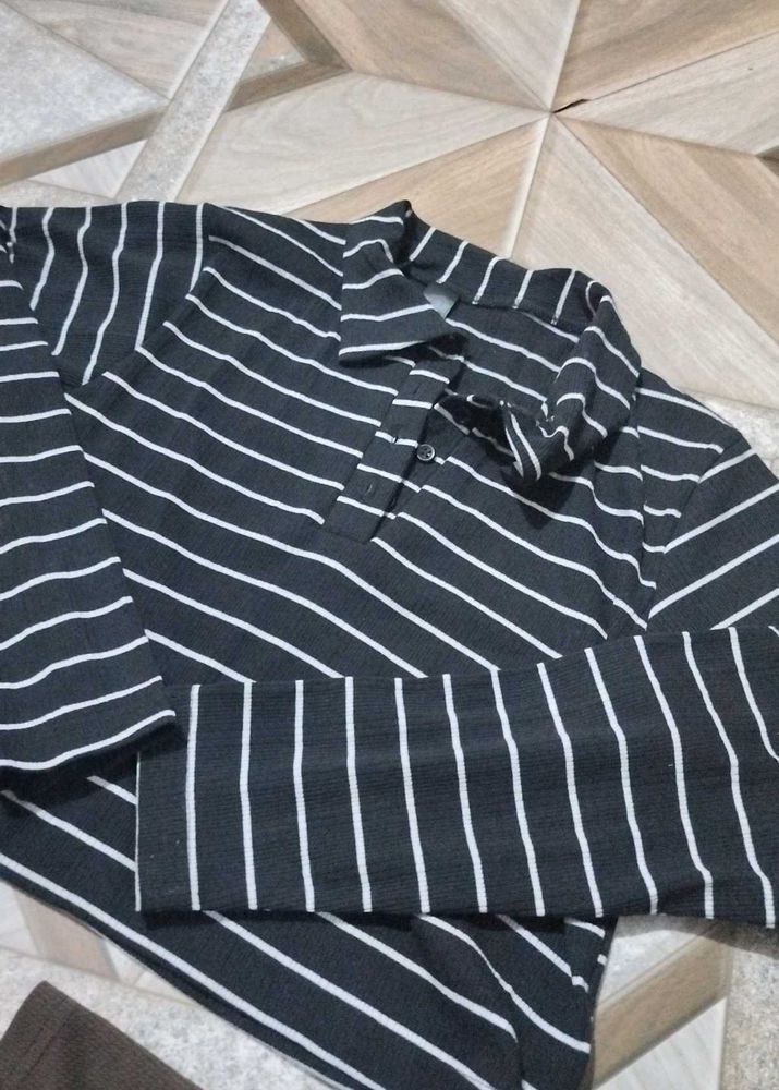 Striped Long Sleeve Polo