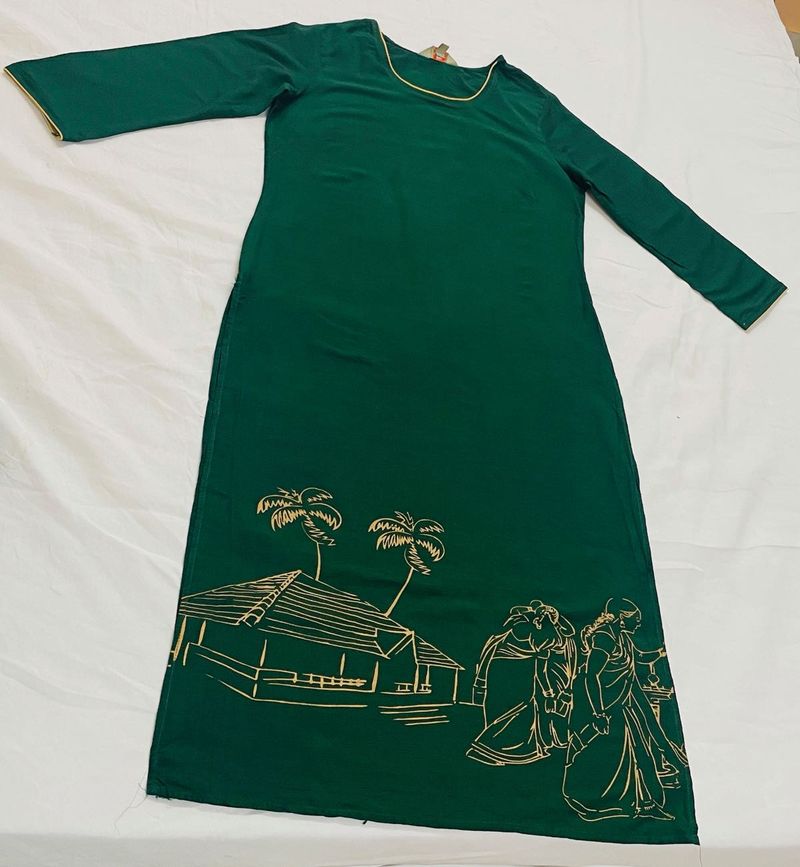 Green Printed Kurta