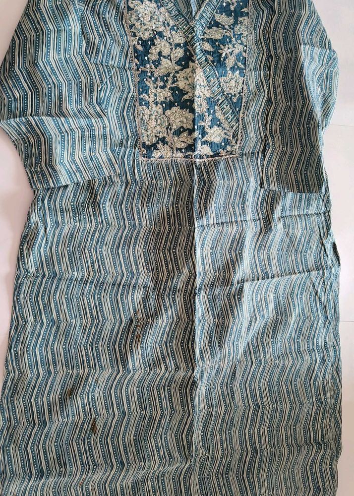 Striped Embroidered Kurta