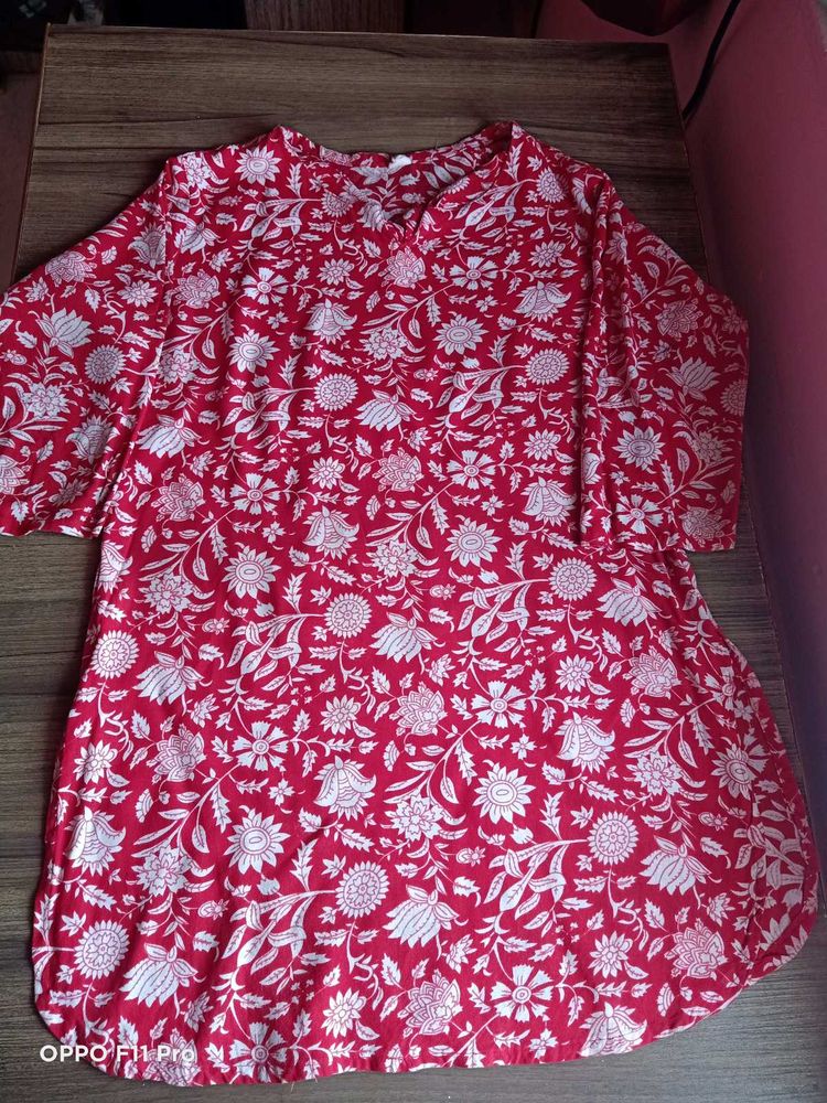 Red Floral Kurta
