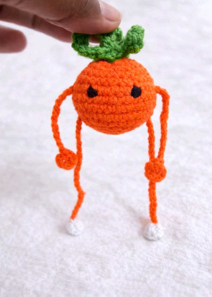 Crochet Orange Character Plush keychain🧡🍊😍