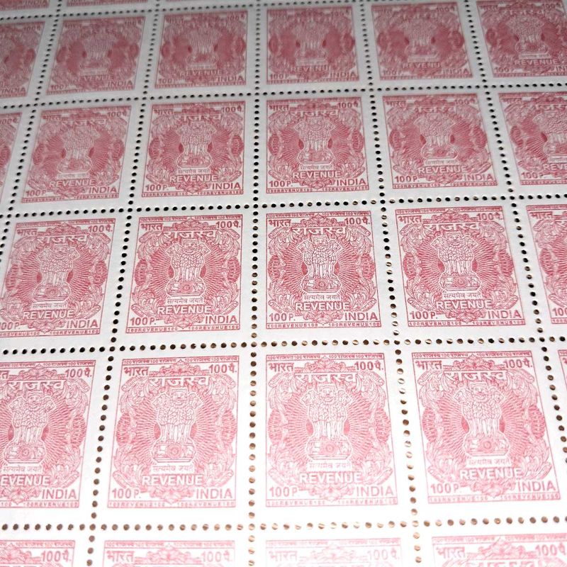 Sheet of 48 Indian Revenue Stamps (100 paisa)