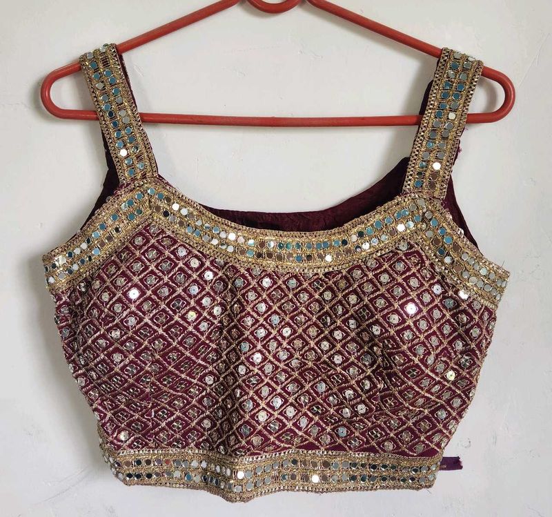 Maroon &amp; Silver Embellished Indian Outfit