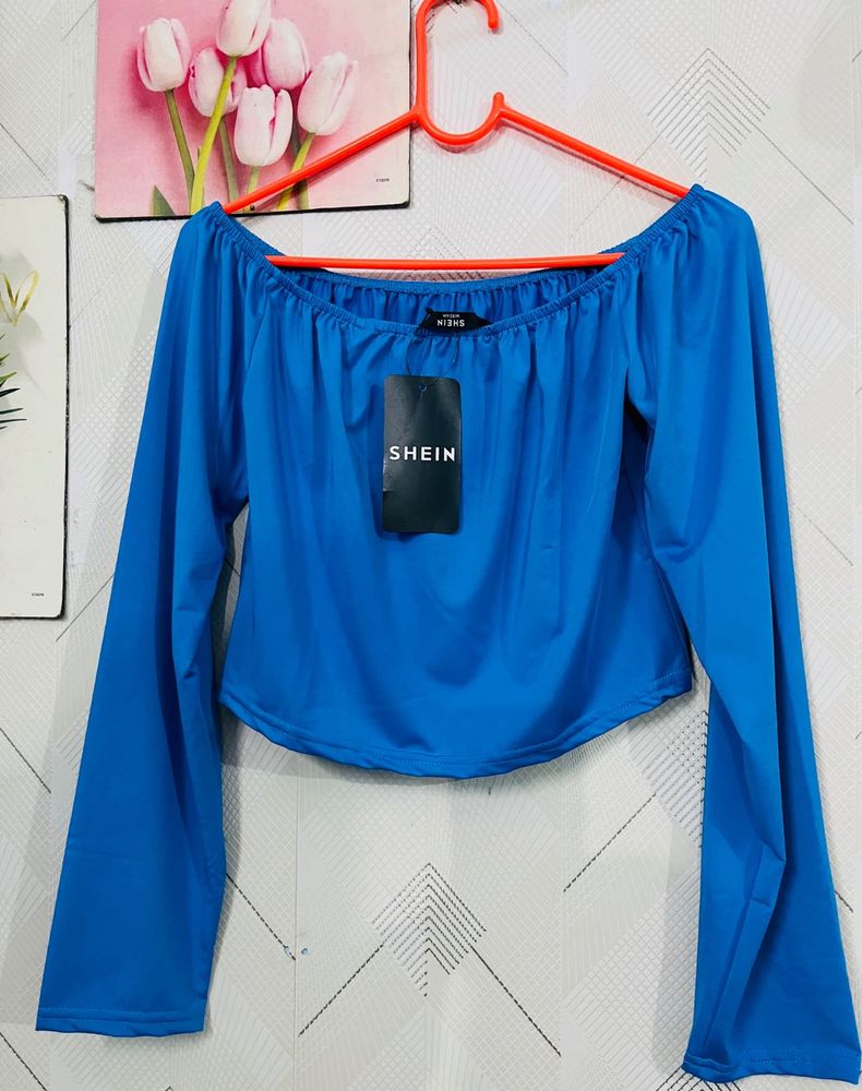 Blue Shein Long Sleeve Top