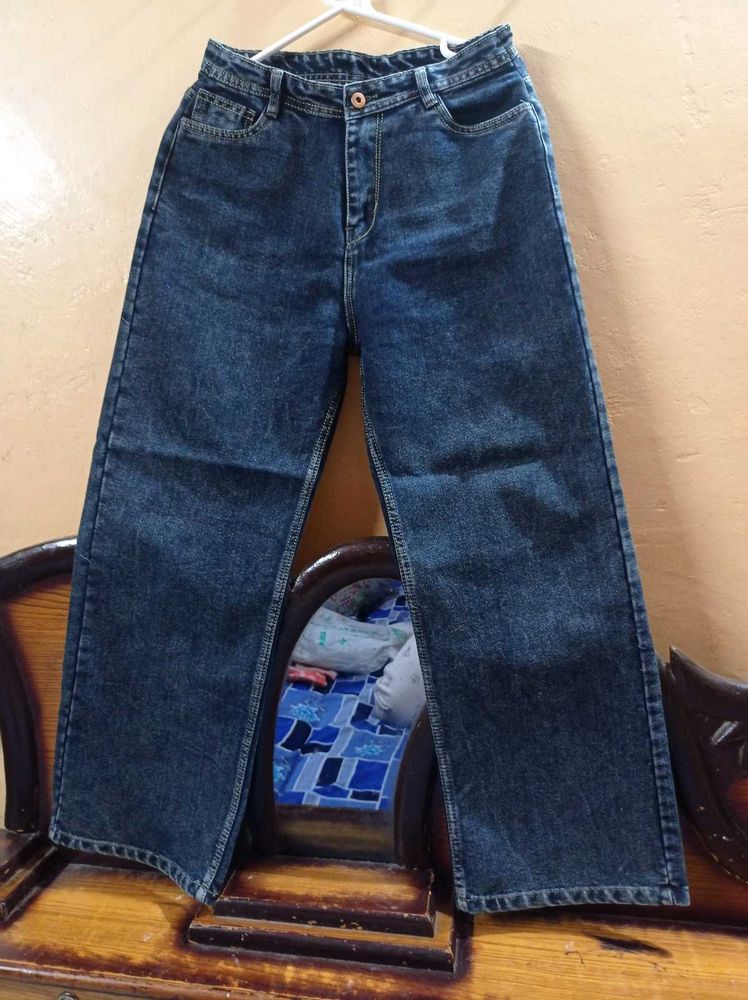 Preloved Black Wide-Leg Denim Jeans