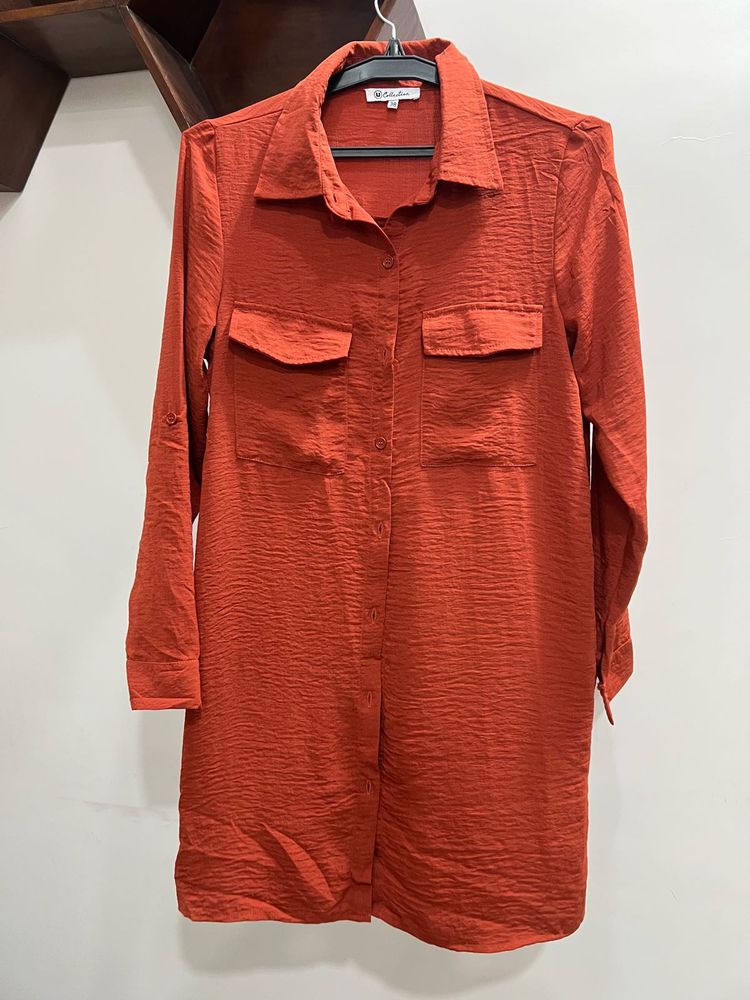 Rust-Colored Shirt Dress