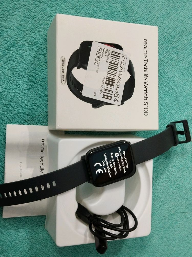 Realme Black Strap TechLife Watch S100 1.69 HD Dis