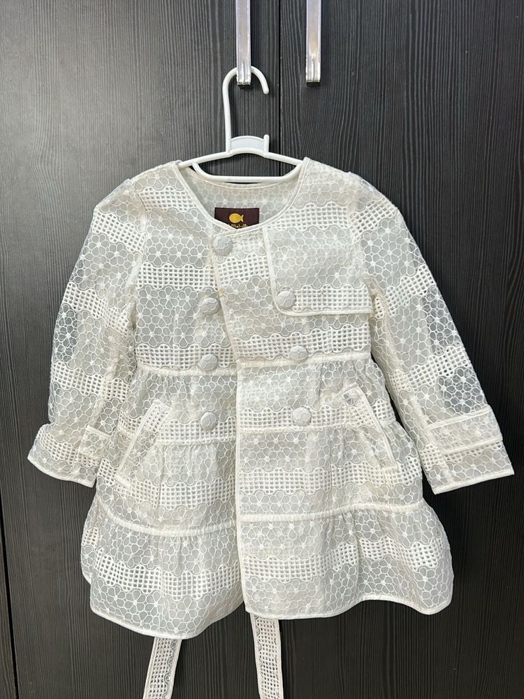 Cute Girls' White Lace Coat