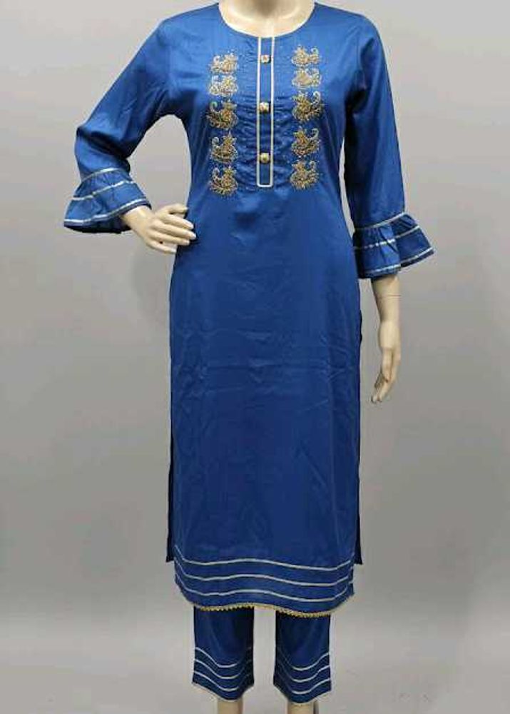 Elegant Blue Embroidered Kurta Set