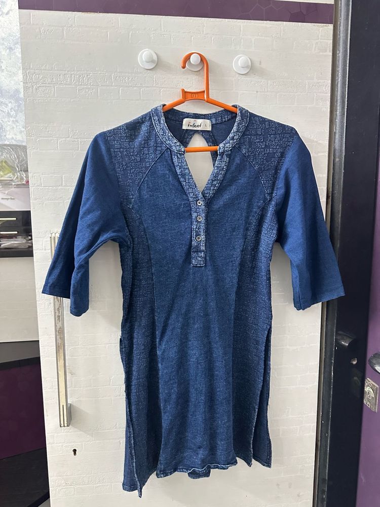 Navy Blue Body Con Short Kurti