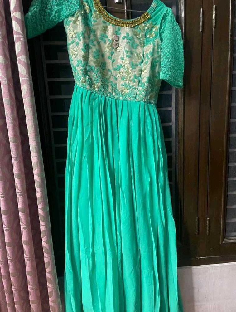 Elegant Green Embellished Dress