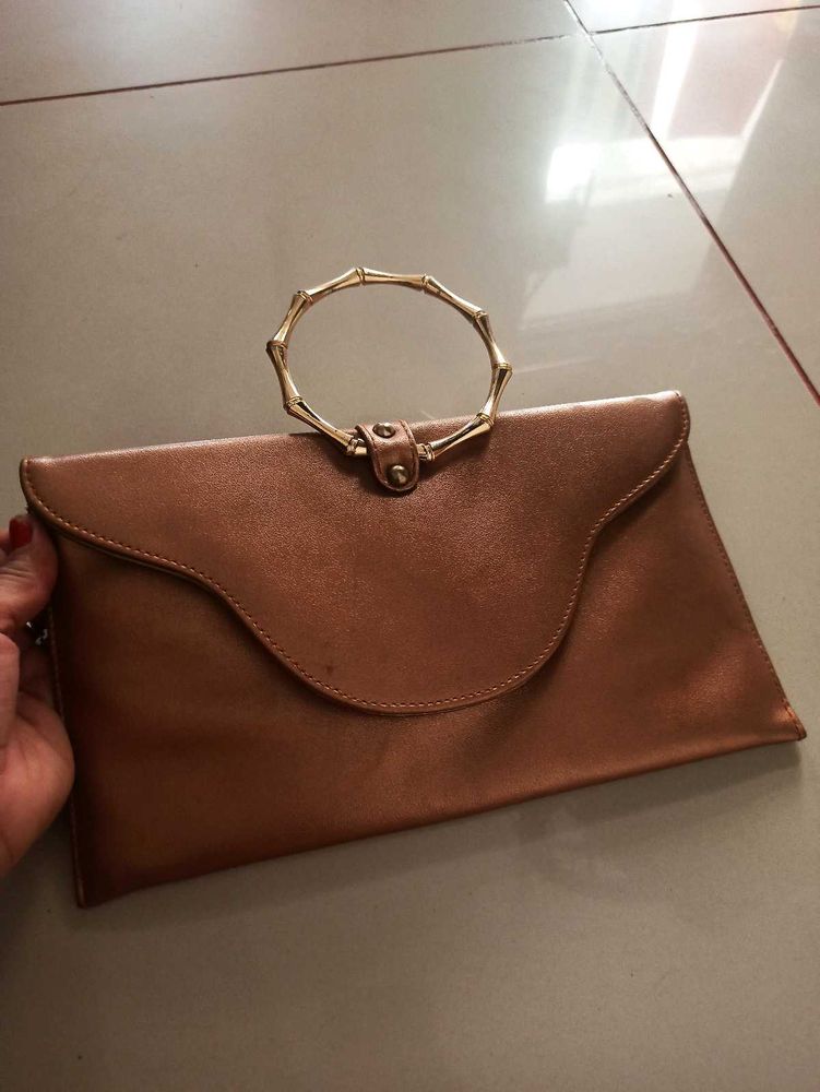 Vintage Clutch with Bamboo Handle