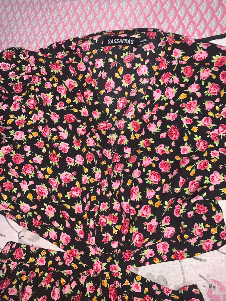Sassafras Black Floral Dress