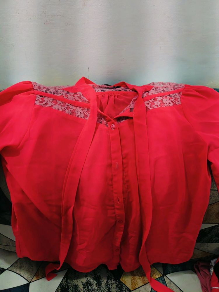 Red casual Top Shirt