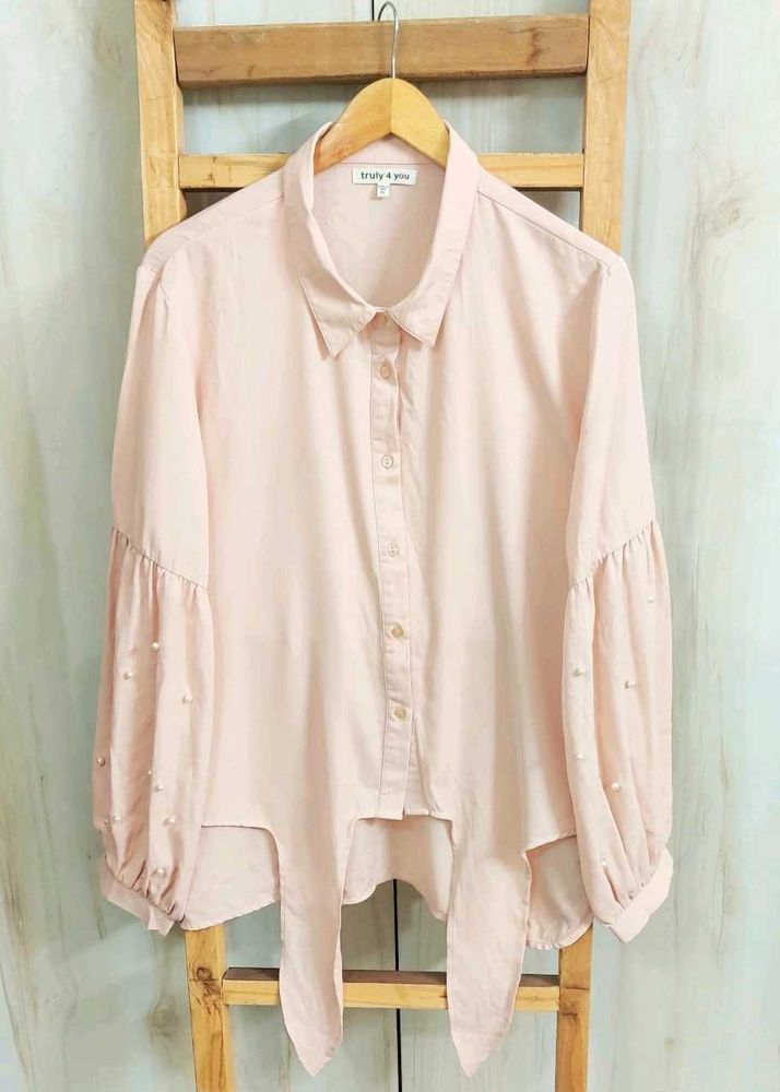 Designer Peach Colour Shirt Size-46