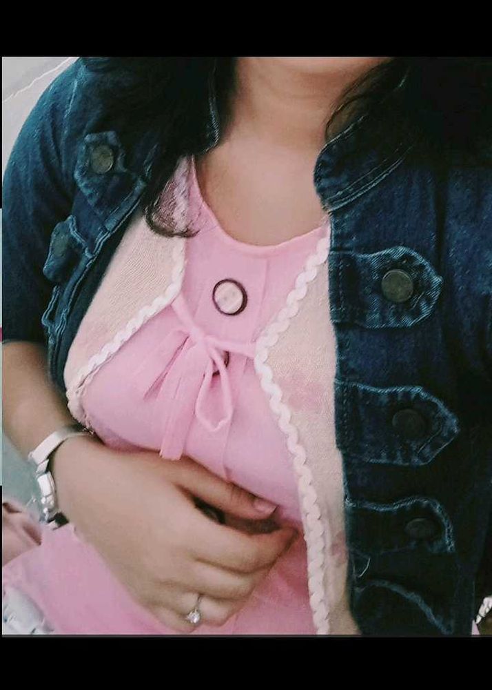Cute Pink Top &amp; Denim Jacket