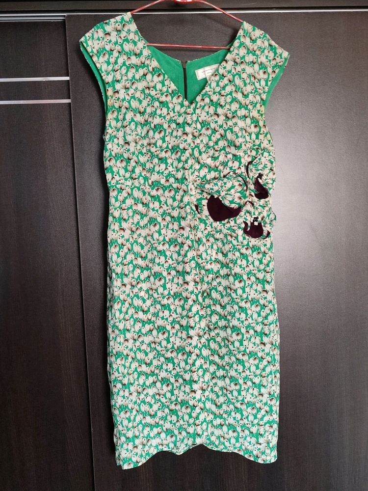Shiffon Dress With Brown Print