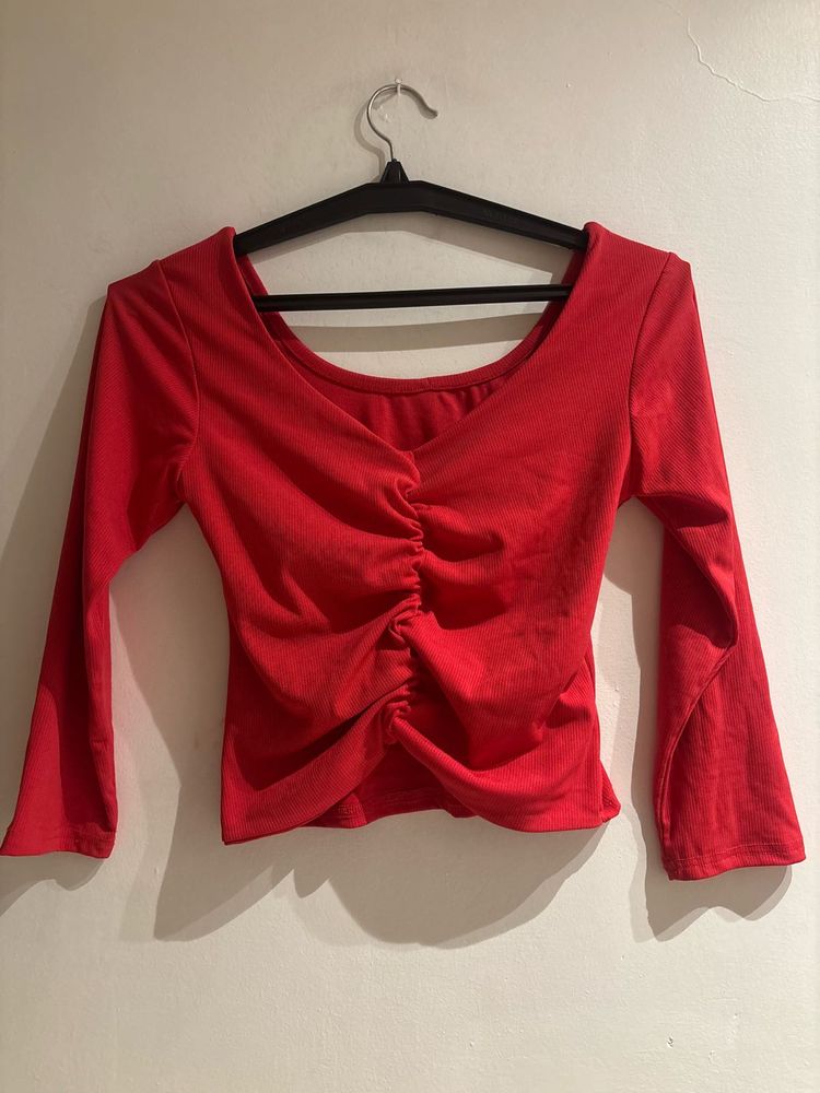 Red Long Sleeve Top