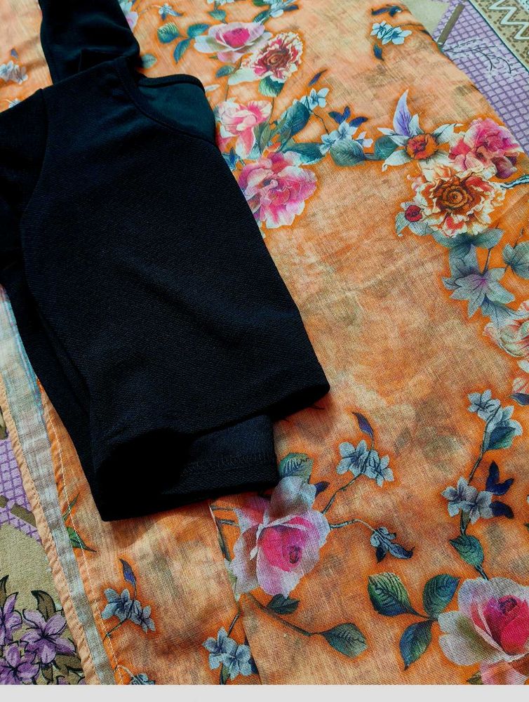 Floral saree with readymade blouse