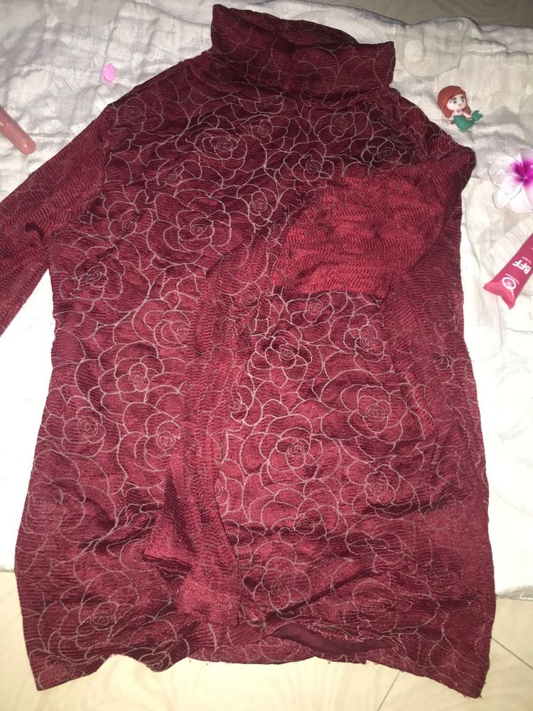 Maroon Floral Print Top