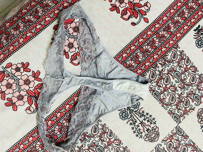 Gray Lace Thong