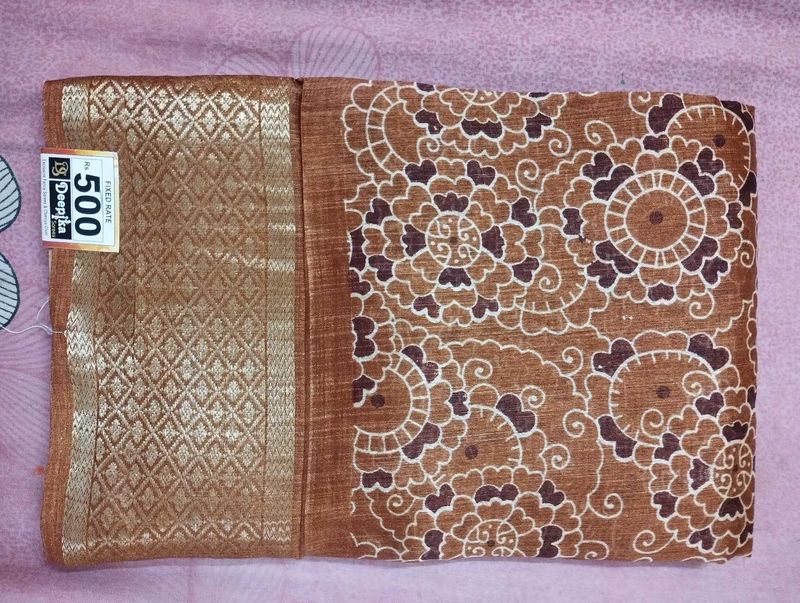 Elegant Brown Floral Saree