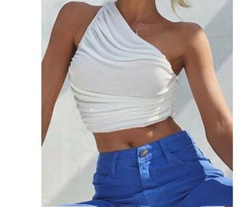 Ruched White Crop Top