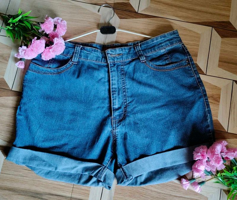 Classic High-Waisted Denim Shorts