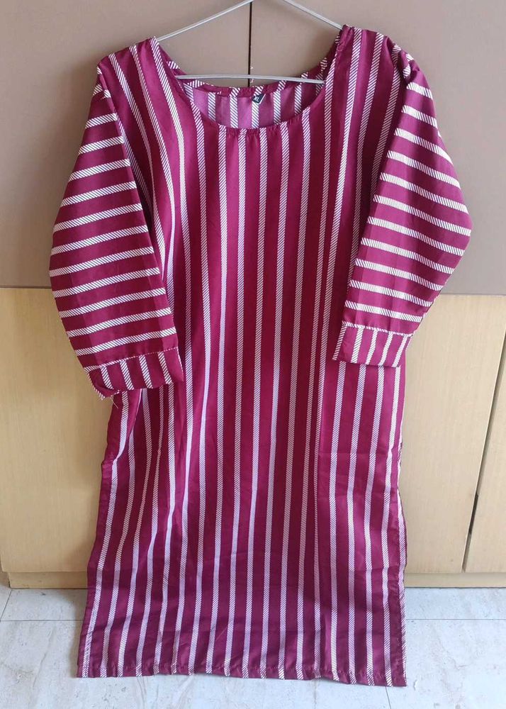 Maroon Striped Kurta