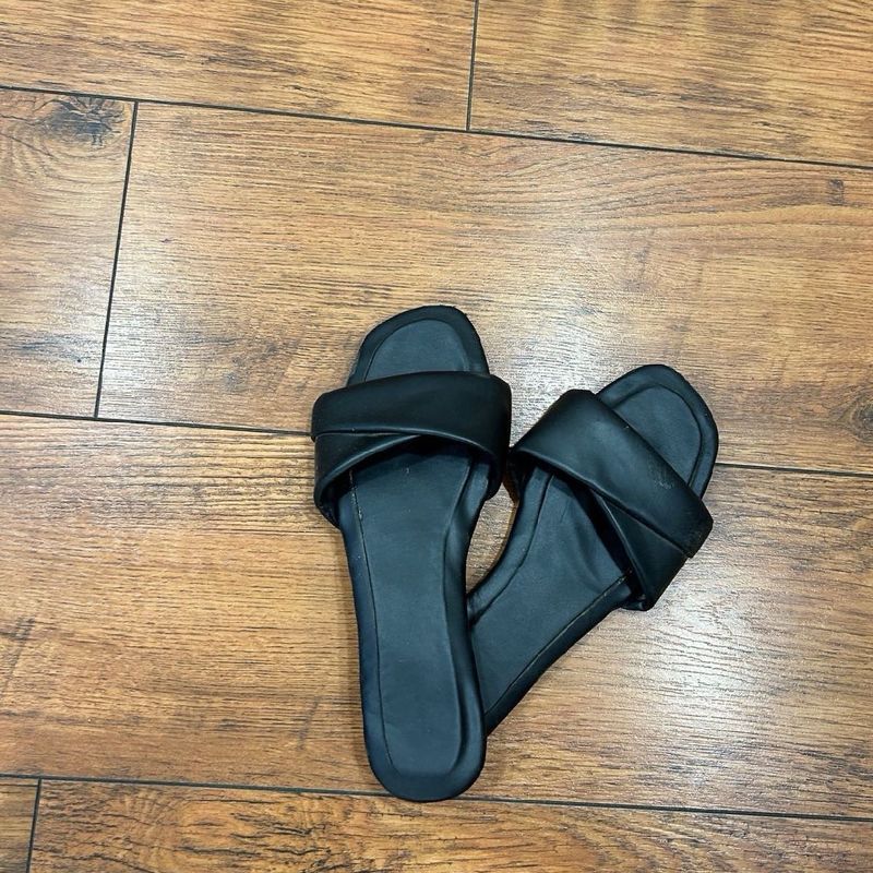 Black Padded Slide Sandals