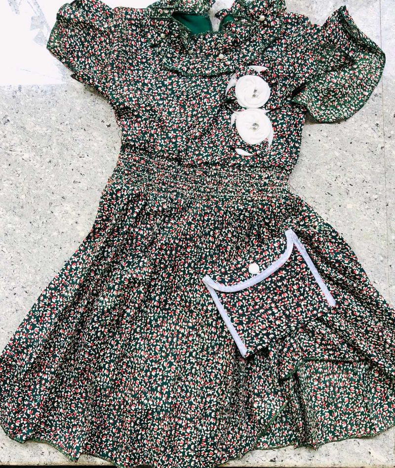 Floral Ruffle Dress with Pocket