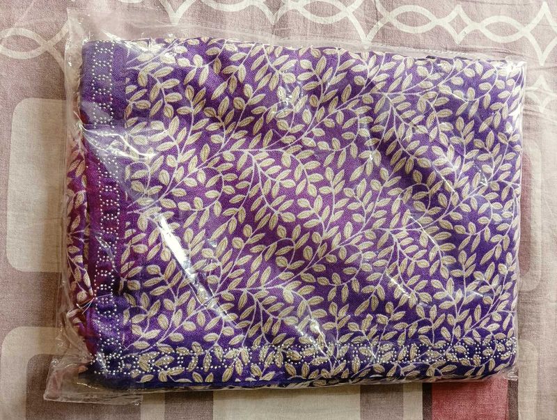 Purple Leaf Print Fabric