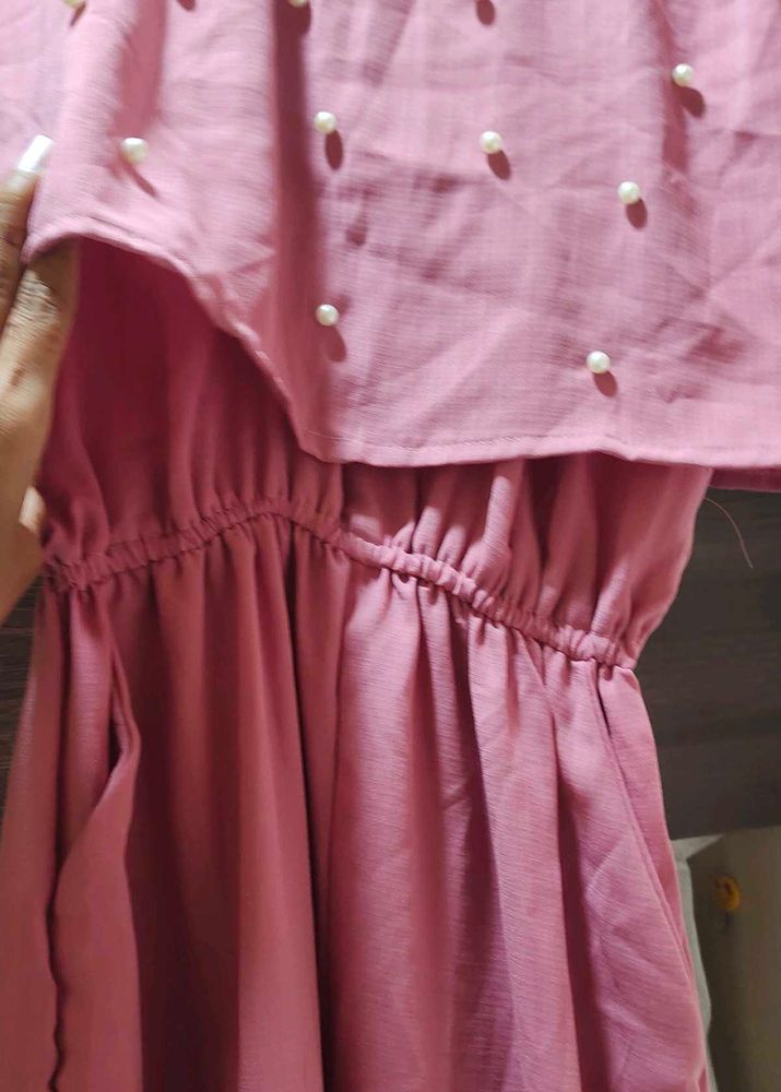 Plunging Pearl Embellished Sleeveless Jumpsuit