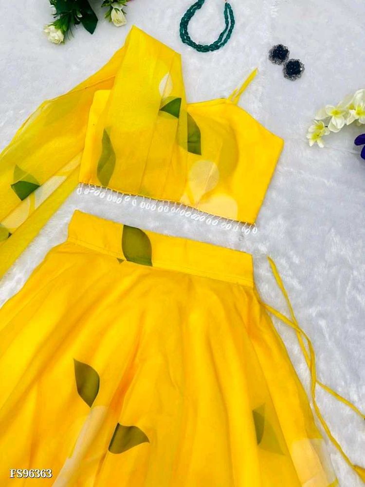 Yellow Fully Stiched Lehenga Choli