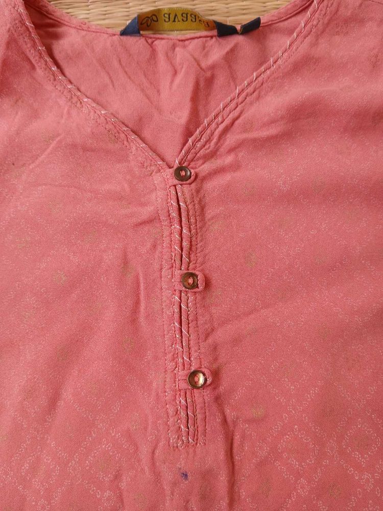 AVAASA PEACH KURTHI TOP | Size - S 87cm - ₹99 Only