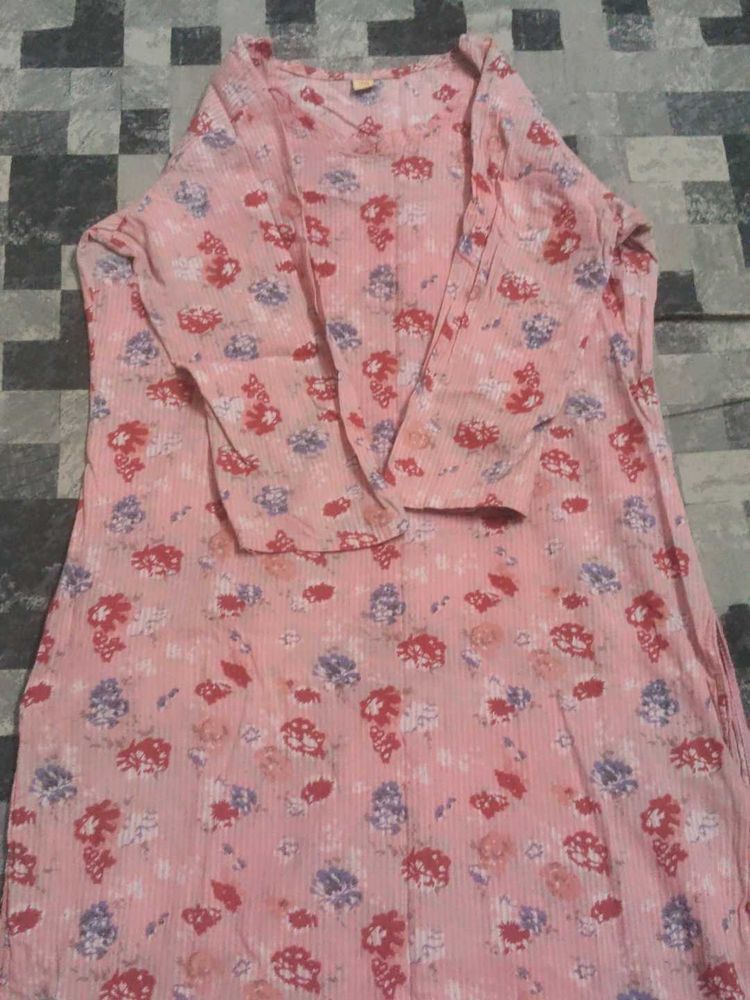 Pink Floral Print Kurti
