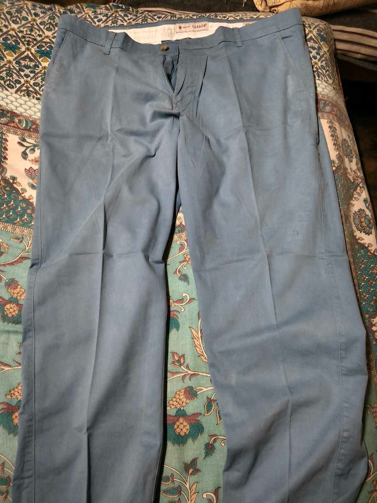 Men&#39;s Light Blue Pleated Chinos, Pack Of 2