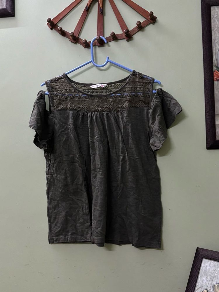 Cold Shoulder Olive Top