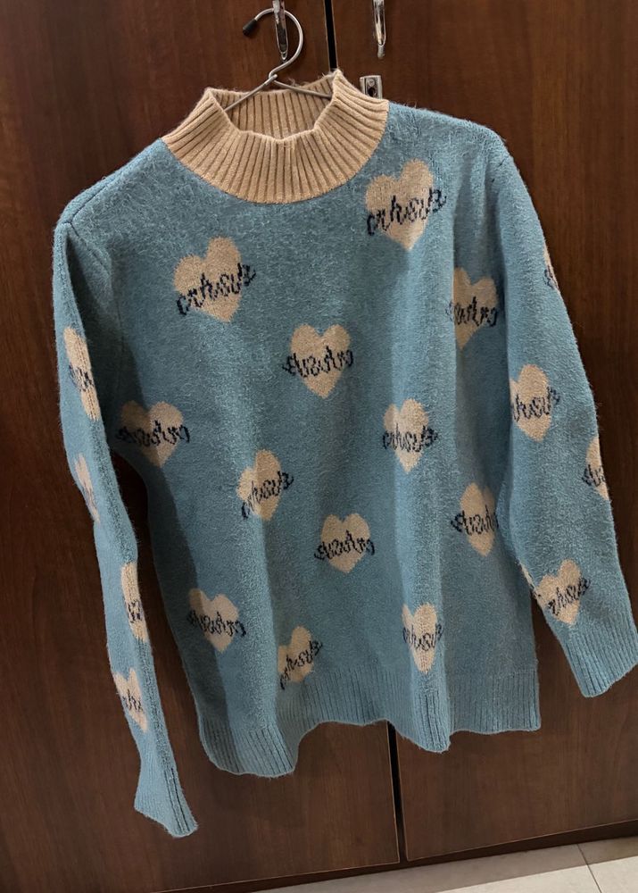 Cute Heart Pattern Knit Sweater