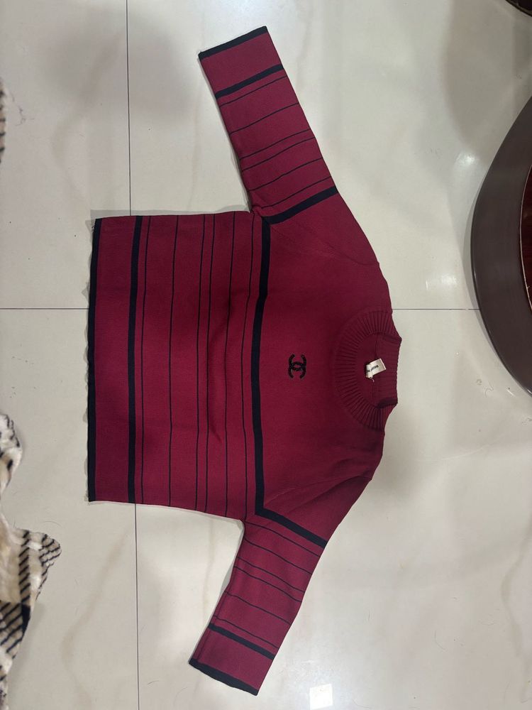 Burgundy Striped Sweater