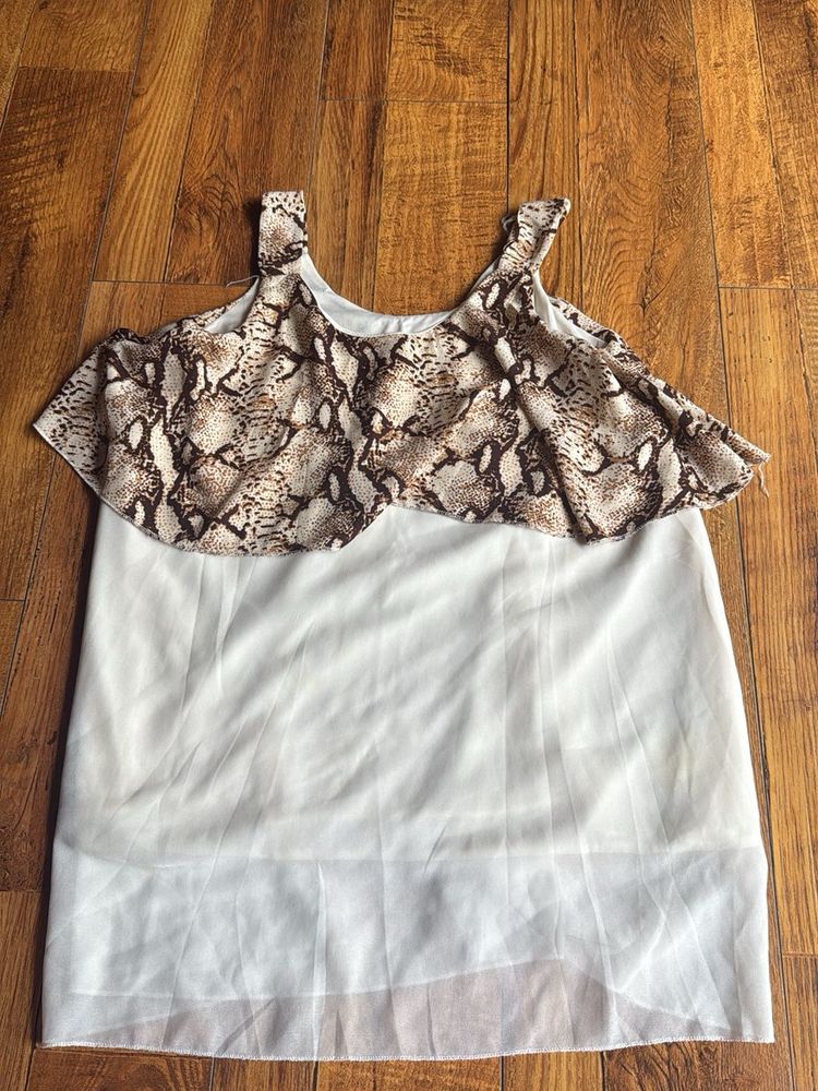 White leopard print A line top