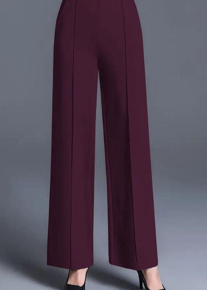 Burgundy Wide Leg Trousers