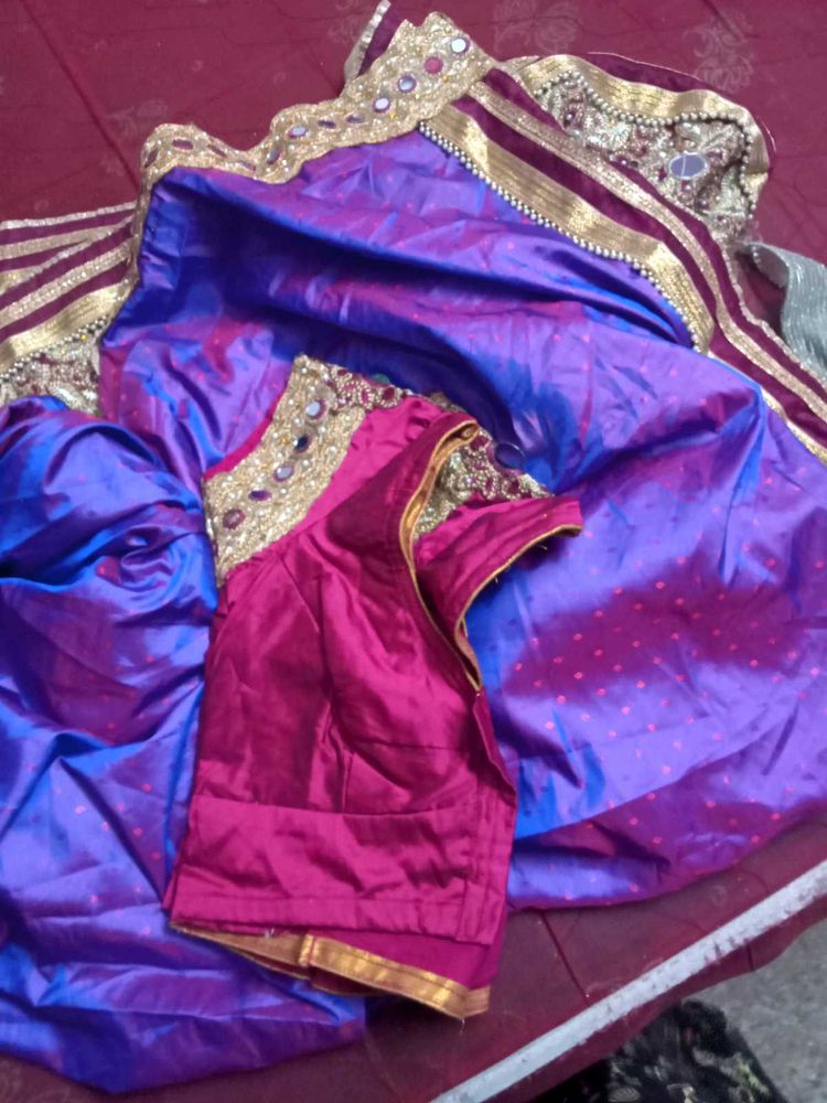 Mirror Work Saree With Streched Blouse,  Xl , It&#39;s