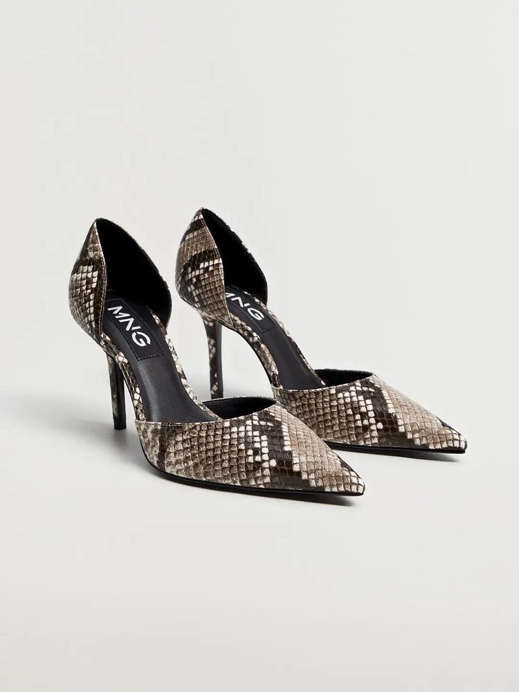 MANGO SNAKE PRINT HEELS