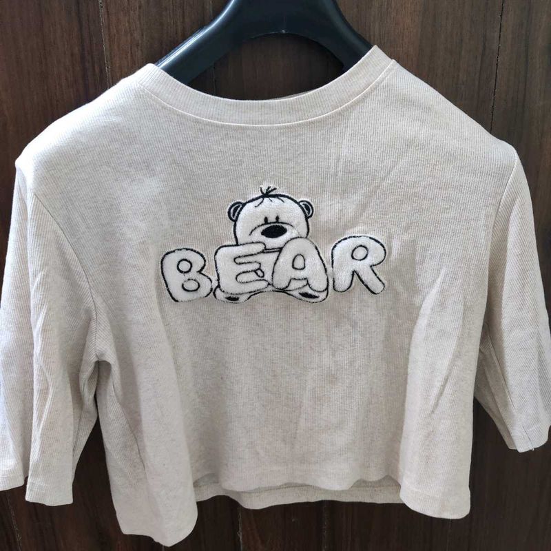 Cute Bear Graphic Crop Top