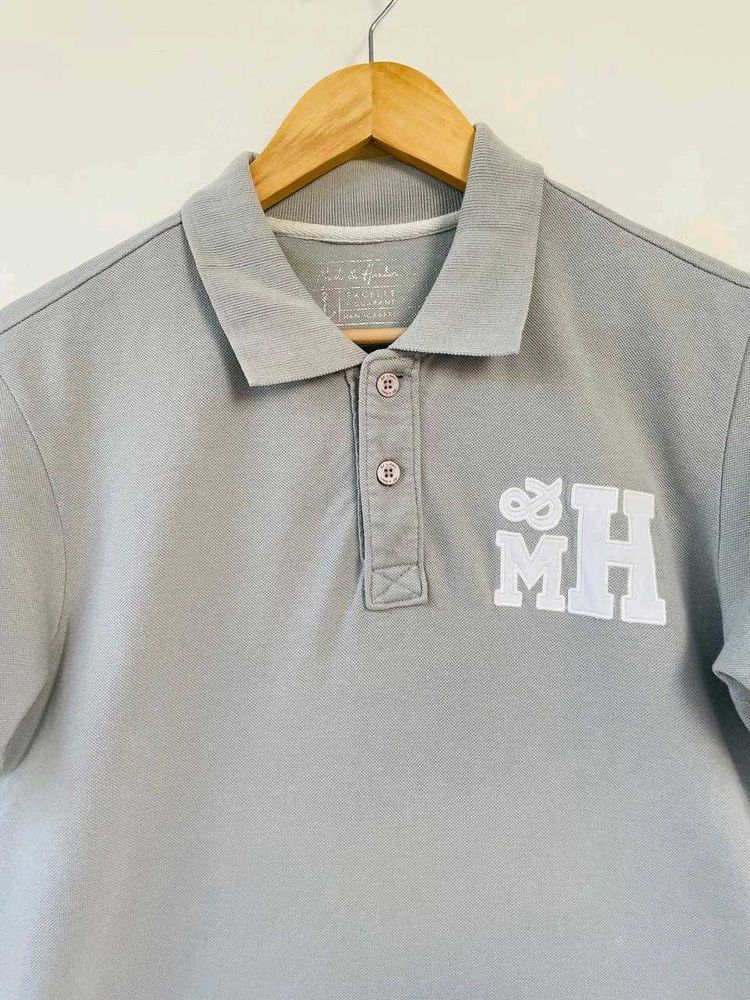 Mast And Harbour Formal Collar Tshirt Grey Color
