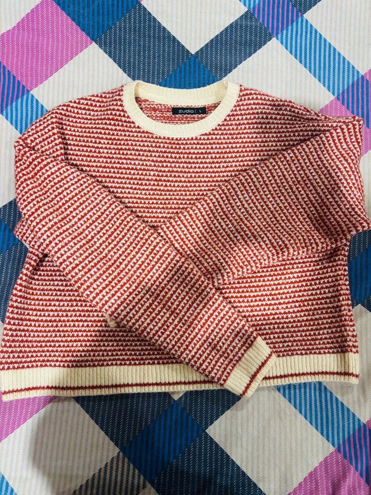 Striped Knit Pullover Sweater