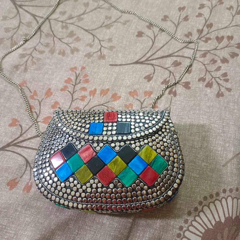 Metallic Antique Hand Clutch